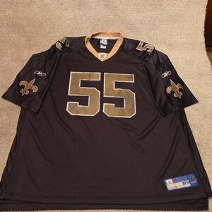 Scott Fujita #55 Jersey Sz 4XL NFL Football New Orleans Saints Reebok Black Gold